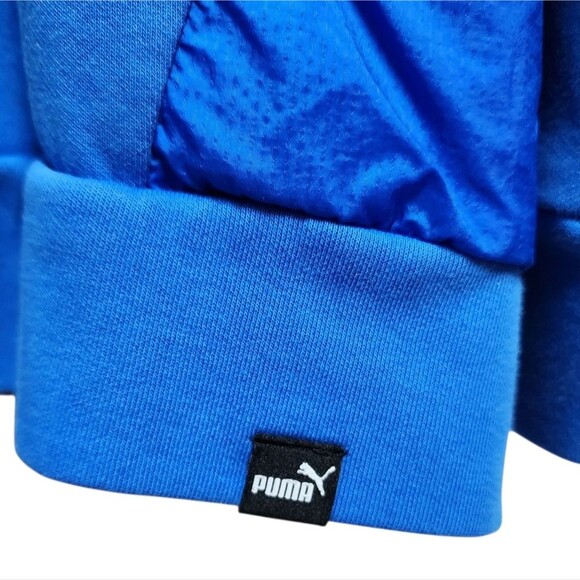 Puma Hooded Sweatshirt Mens Sz L Blue 1/4 Zip Long Slv Hoodie Pockets Pullover - Picture 11 of 12